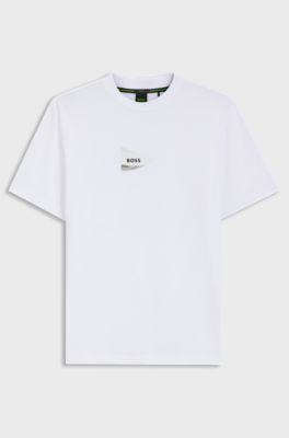 Regular-fit photoprint T-shirt in stretch cotton, White