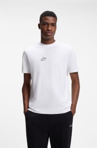 Regular-fit photoprint T-shirt in stretch cotton, White