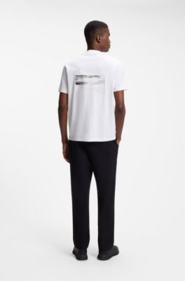 Regular-fit photoprint T-shirt in stretch cotton, White