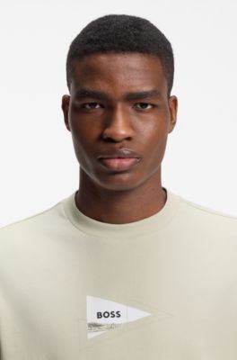 Regular-fit photoprint T-shirt in stretch cotton, Light Beige