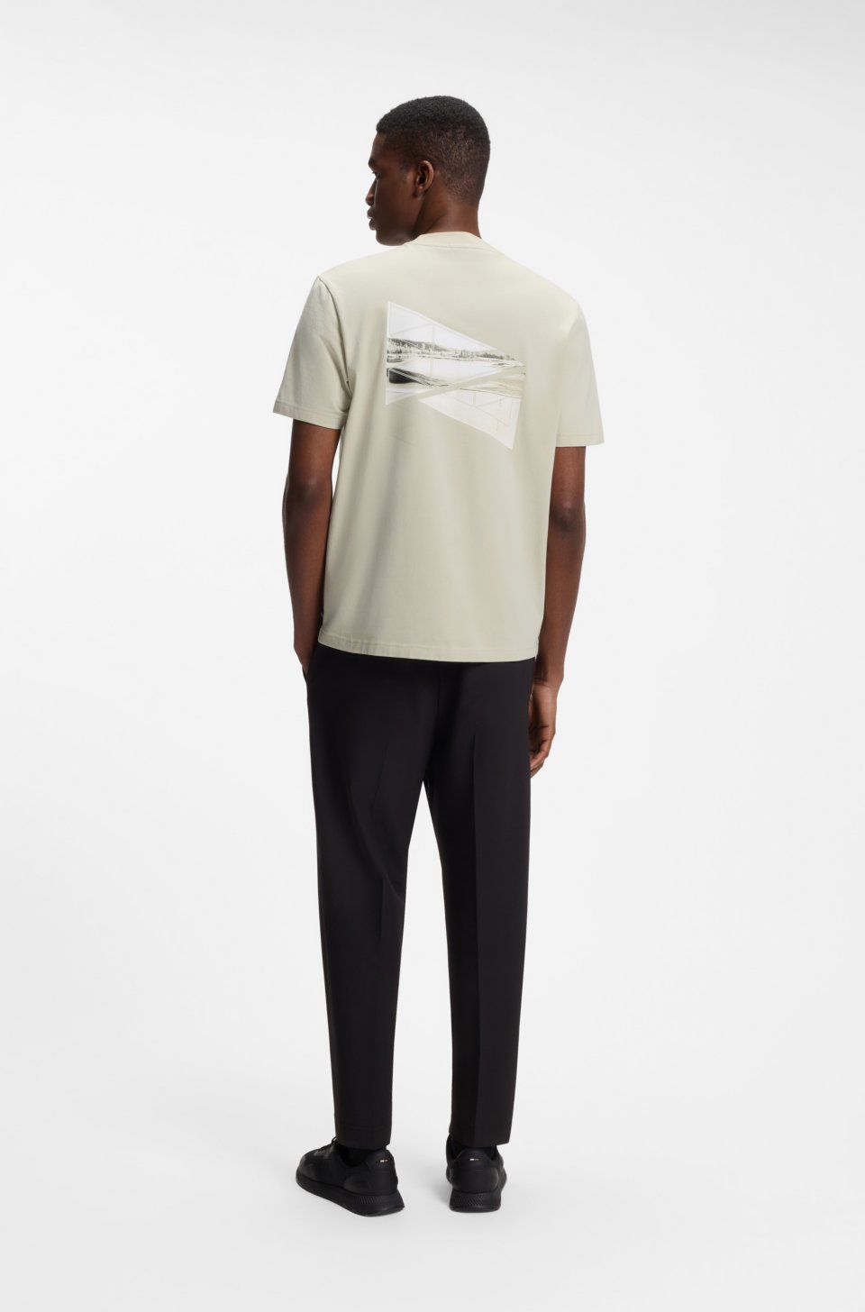 Regular-fit photoprint T-shirt in stretch cotton