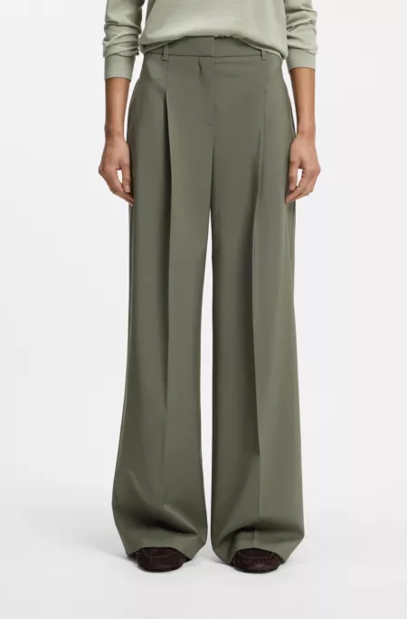 Wide-leg trousers in Italian virgin wool