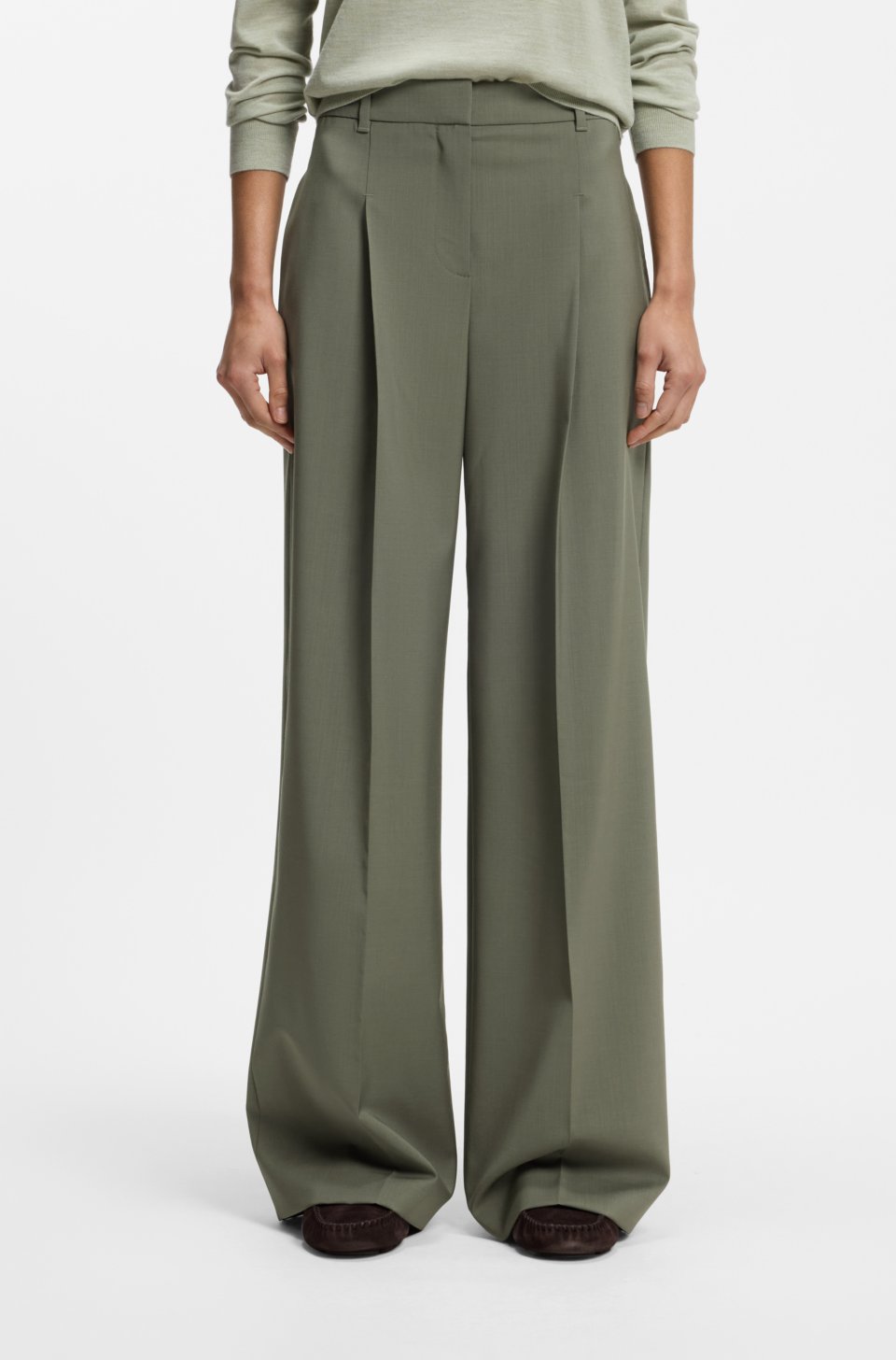 Wide-leg trousers in Italian virgin wool