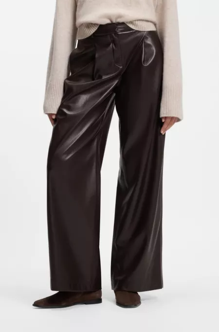 Wide-leg trousers in faux leather