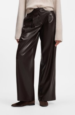 Wide-leg trousers in faux leather