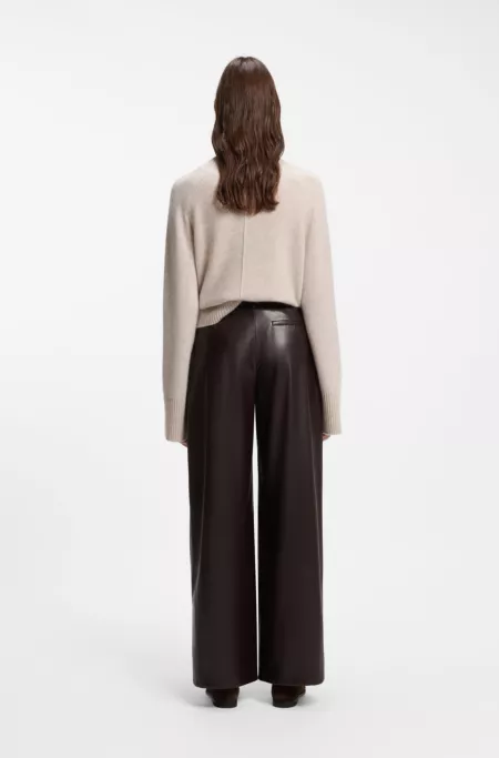 Wide-leg trousers in faux leather
