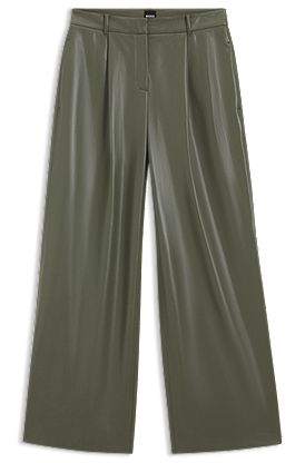 Wide-leg trousers in faux leather