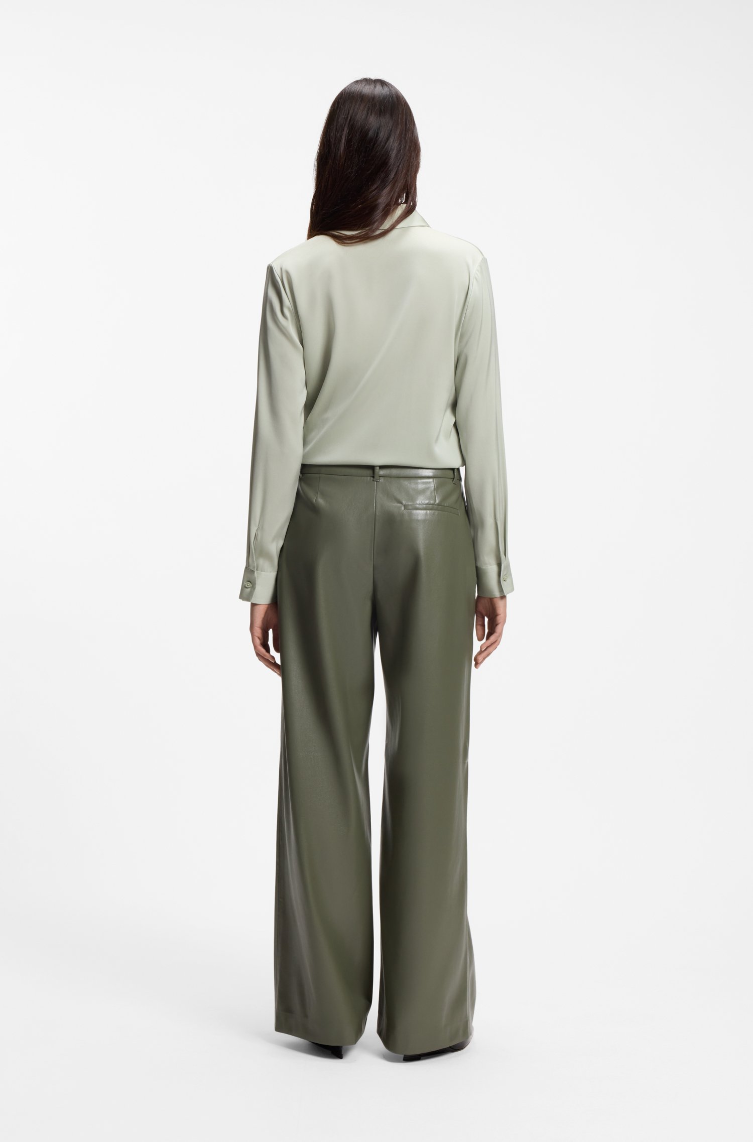 Boss Wide-leg trousers in faux leather byxor dam – bild 2