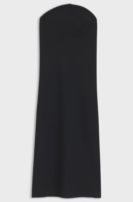 Strapless jurk van stretchcr&ecirc;pe met ge&iuml;ntegreerd korset, Zwart