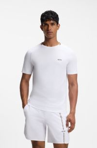 Active T-Shirt aus feuchtigkeitsableitendem Gewebe mit Tennisball-Pr&auml;gung, Wei&szlig;