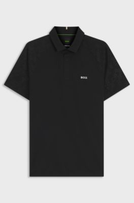Active polo shirt with moisture management, Black