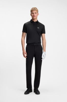Active polo shirt with moisture management, Black