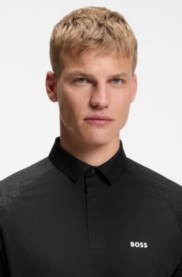Active polo shirt with moisture management, Black
