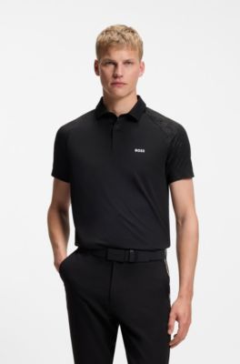 Active polo shirt with moisture management, Black