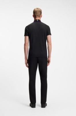 Active polo shirt with moisture management, Black