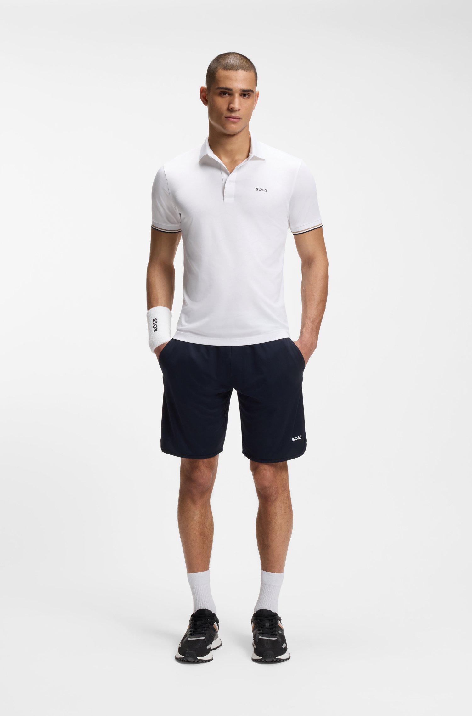 Boss Active Slim-fit polo shirt with embossed tennis-ball pattern t-shirts herr – bild 2