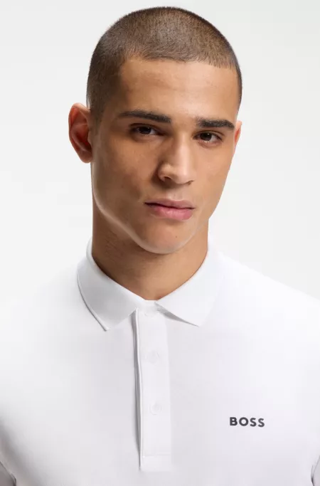 Active Slim-Fit Poloshirt mit geprägtem Tennisball-Muster