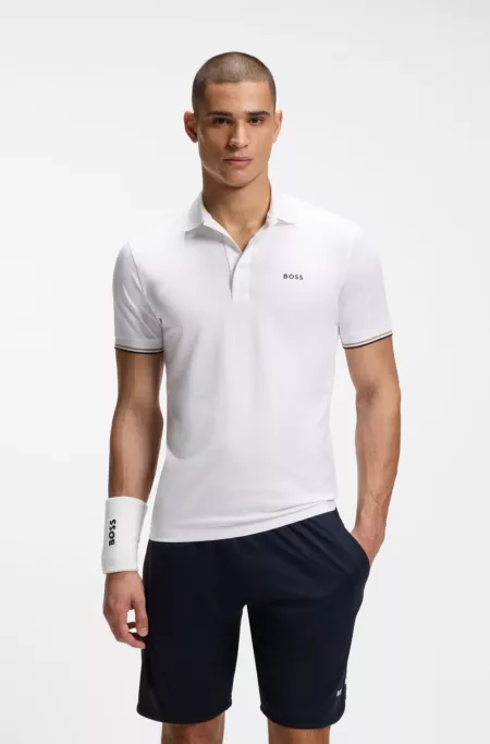Active Slim-Fit Poloshirt mit geprägtem Tennisball-Muster