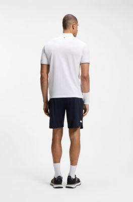 Active Slim-fit polo shirt with embossed tennis-ball pattern, White