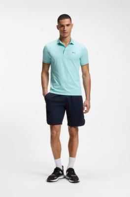 Active Slim-fit polo shirt with embossed tennis-ball pattern, Light Blue