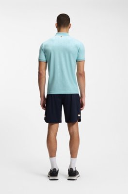 Boss Active Slim-fit polo shirt with embossed tennis-ball pattern pikéer herr – bild 3