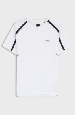 Active T-shirt slim fit in tessuto elasticizzato con inserti a contrasto, Bianco