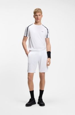 Active Slim-fit T-shirt in stretch fabric with contrast inserts, White