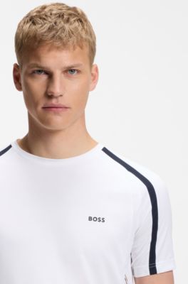 Active T-shirt slim fit in tessuto elasticizzato con inserti a contrasto, Bianco