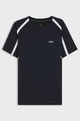 Active Slim fit-t-shirt i stretchigt tyg med kontrasterande inf&auml;llningar, M&ouml;rkbl&aring;