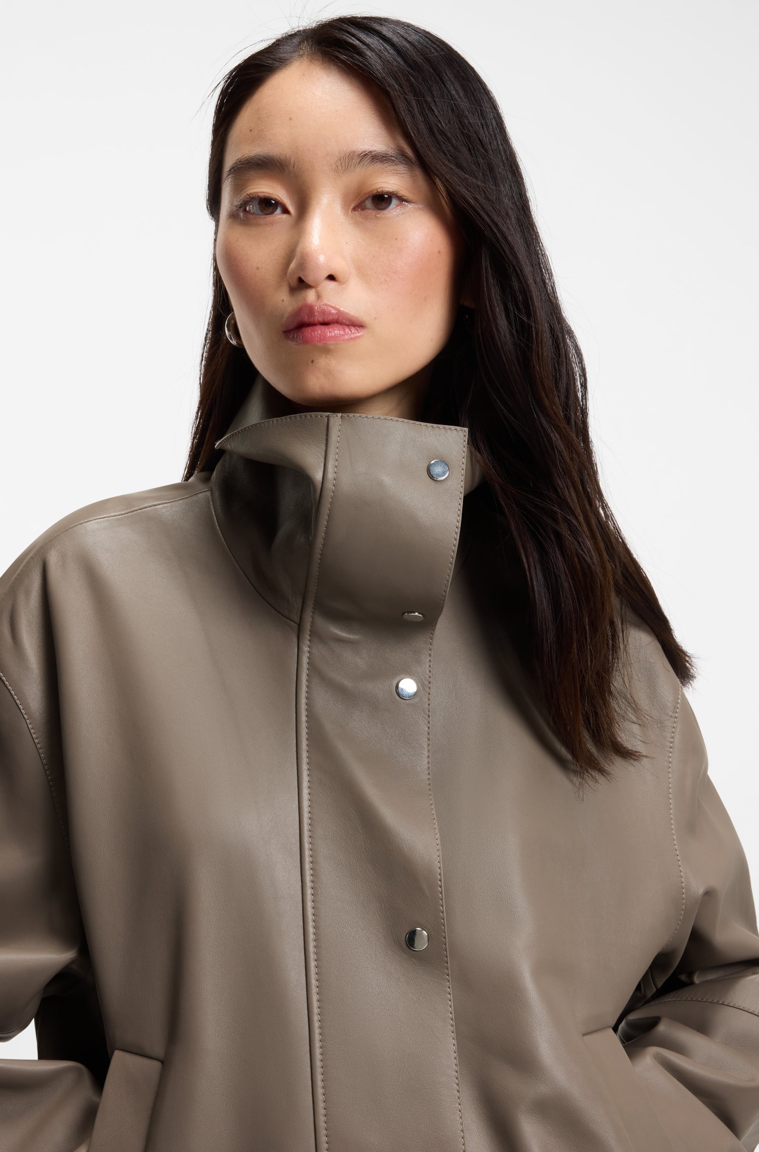 Boss Parka-style jacket in leather jackor dam – bild 3
