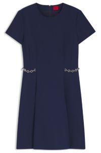 Flared dress with chain trims, Blue