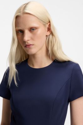 Flared dress with chain trims, Blue