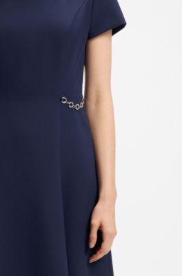 Flared dress with chain trims, Blue
