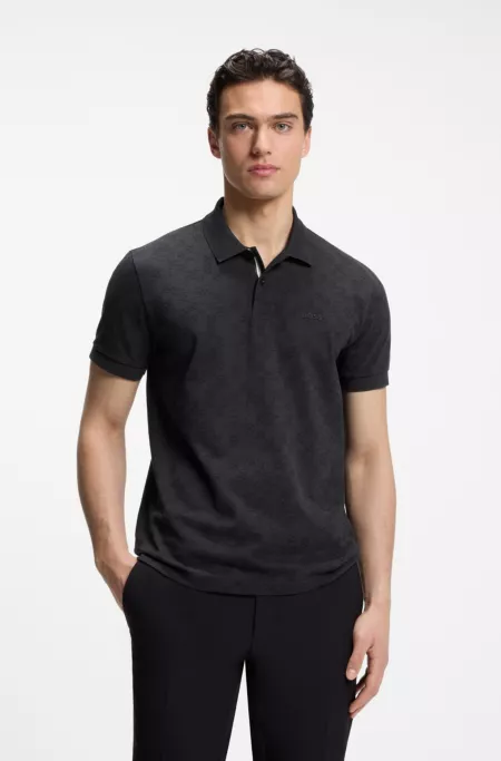 Cotton-piqué polo shirt with all-over print