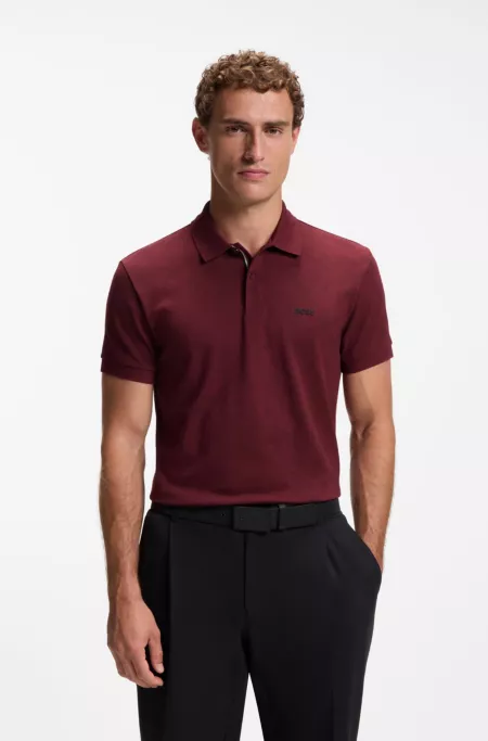 Polo en piqué de coton avec motif imprimé partout
