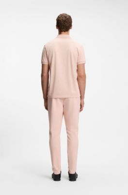 Cotton-piqu&eacute; polo shirt with all-over print, Light Orange