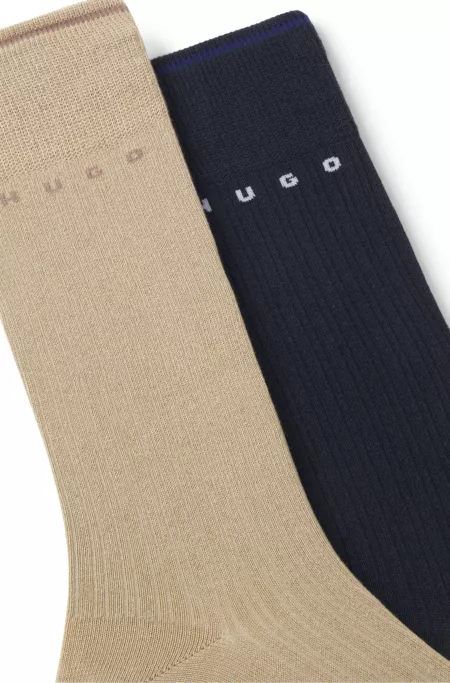 Zweierpack gerippte Socken aus Baumwoll-Mix