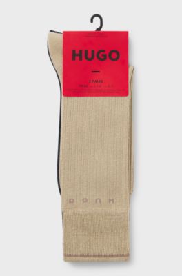 Two-pack of ribbed cotton-blend socks, Blue / Beige