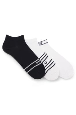 Three-pack sneaker socks with stripe details, White / Black