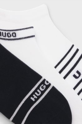 Lot de trois paires de chaussettes invisibles &agrave; rayures, Blanc / Noir