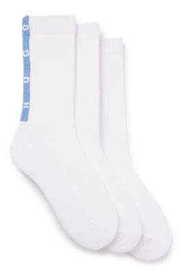 Three-pack casual socks with plush sole, White