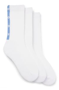 Three-pack casual socks with plush sole, White