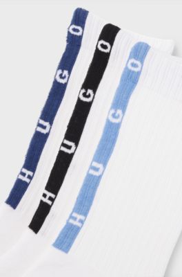 Three-pack casual socks with plush sole, White