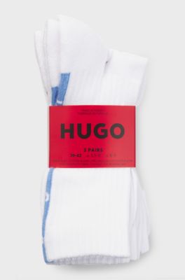 Three-pack casual socks with plush sole, White