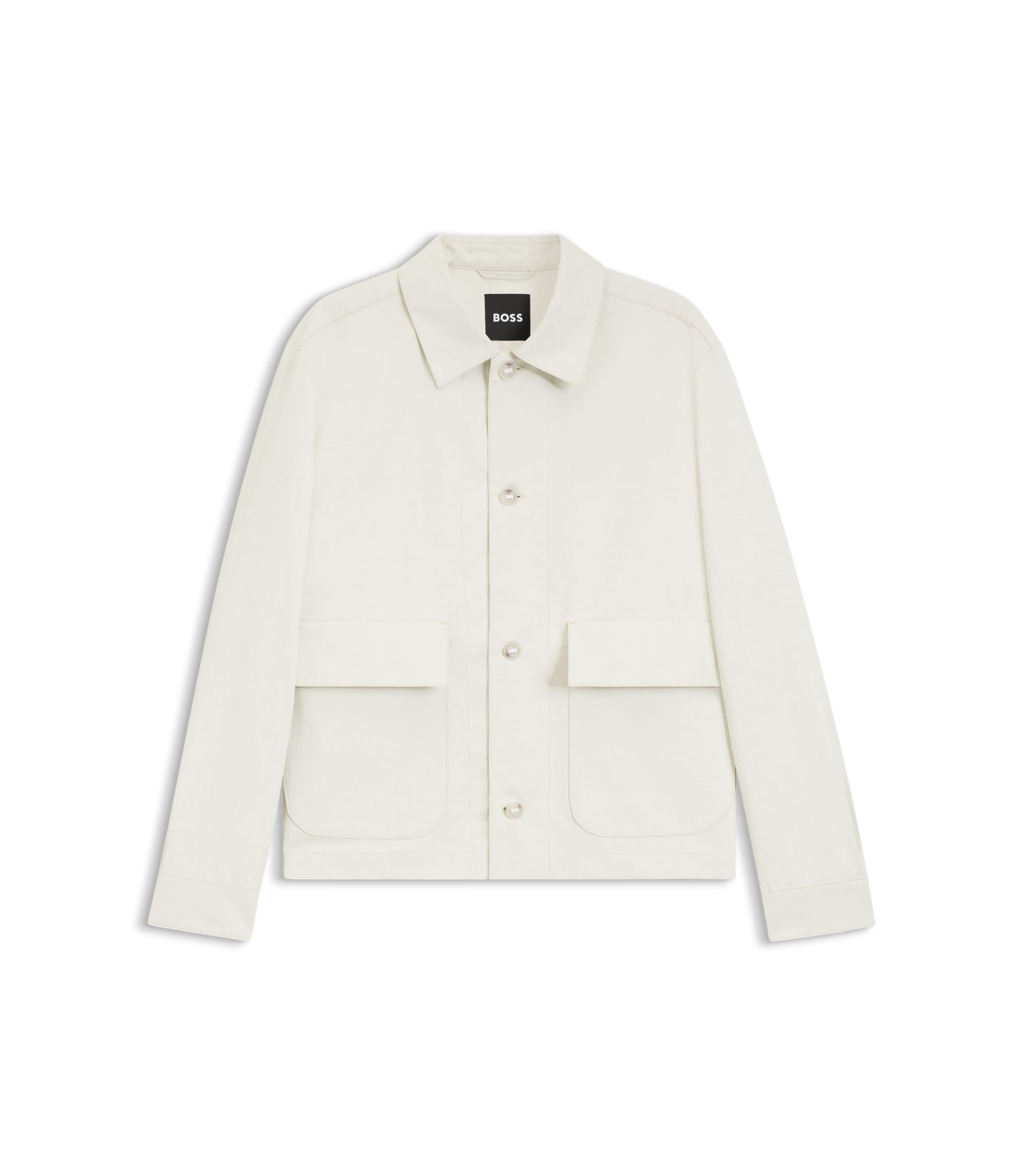HUGO BOSS / コットン カバーオール BOSS - リラックスフィットジャケット コットン/リネン - ホワイト