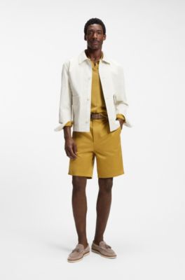 Relaxed-fit jacket in cotton and linen, Natural