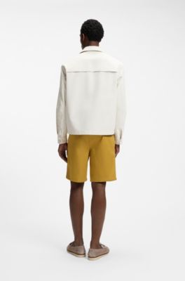 Relaxed-fit jacket in cotton and linen, Natural