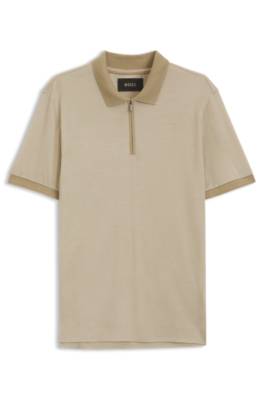 Boss Regular-fit polo shirt in wool with zip placket pikéer herr – bild 4