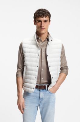 Water-repellent gilet with certified down filling, White