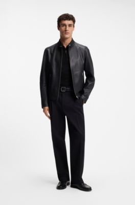 Regular-fit polo with zip closure, Black